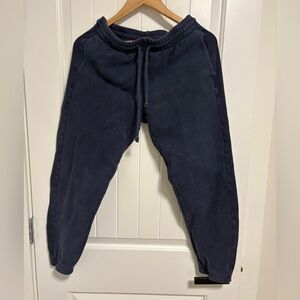 TNA Blue Sweatpants with Elastic Waistband and Tapered Ankles